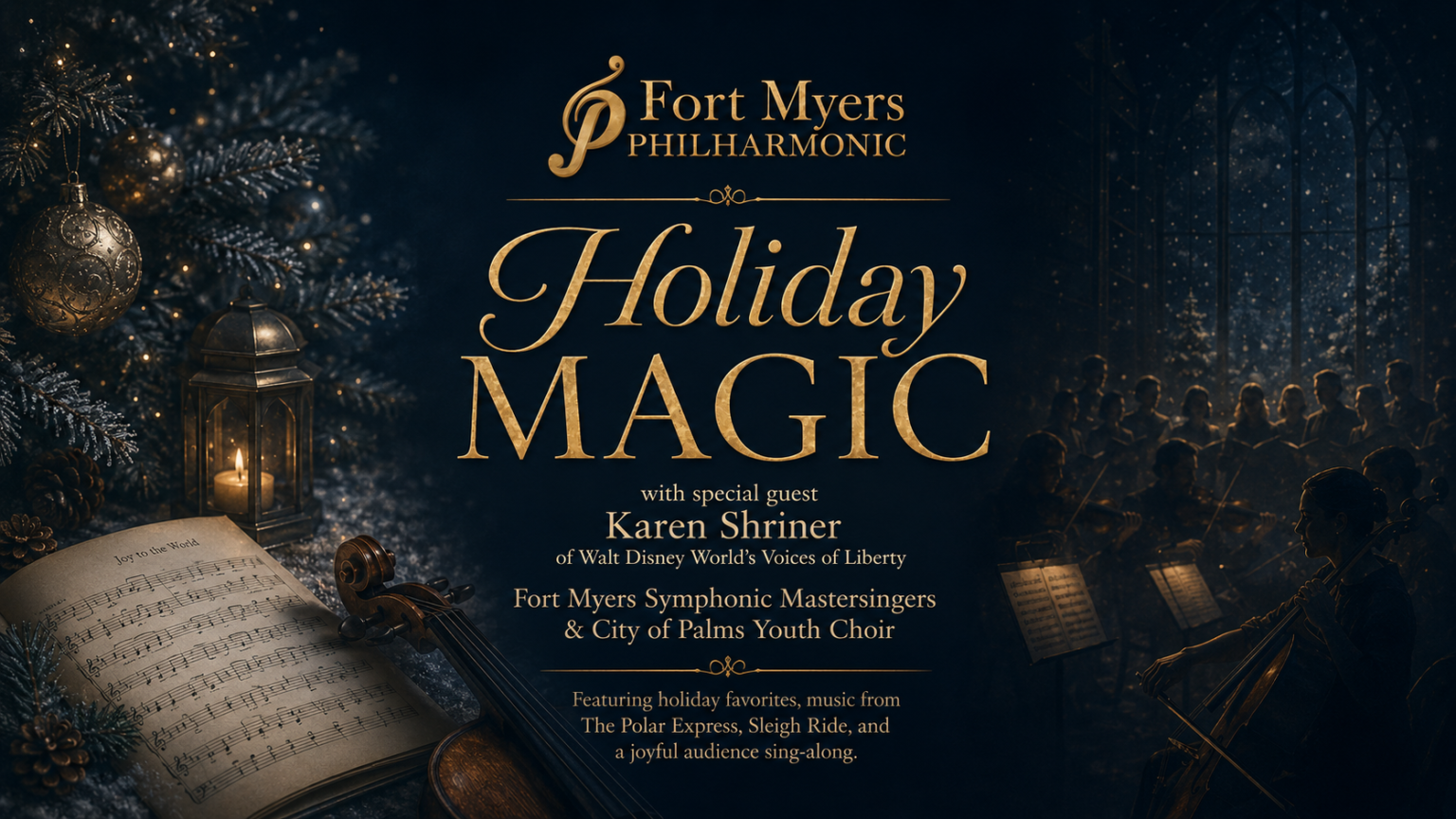 Holiday Magic concert artwork for the Fort Myers Philharmonic